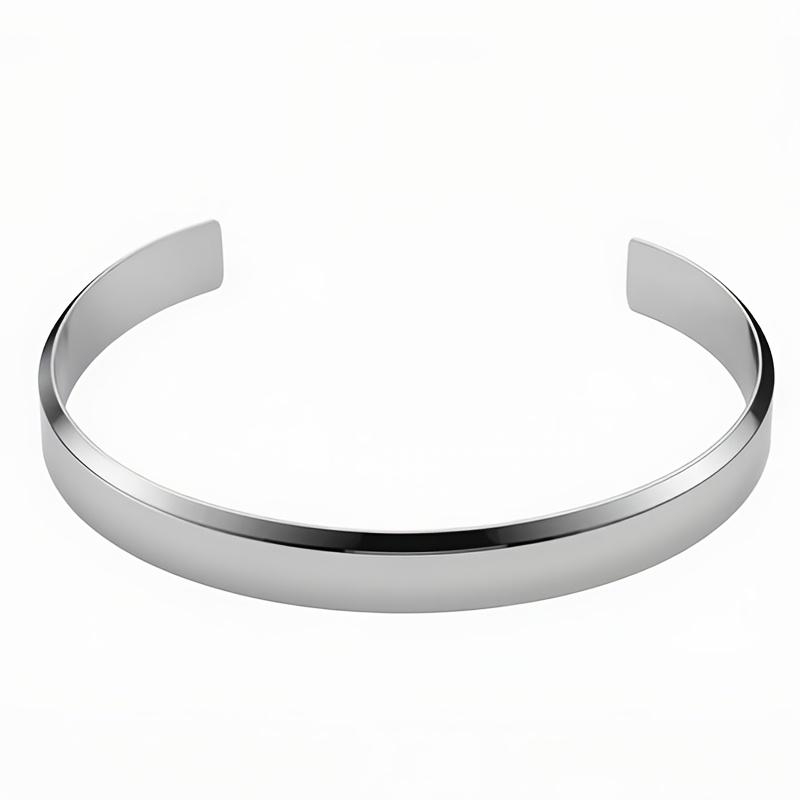 Men's Light Luxury Bevel-Cut Open Bangle Bracelet, Stylish